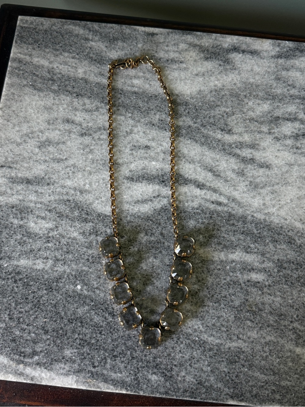 J. Crew Y2K Statement Necklace with Clear Gem Accents (broken clasp)